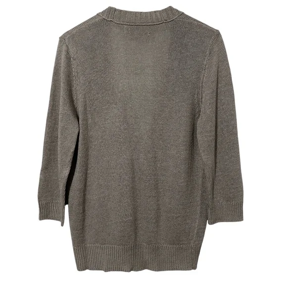 Ann Taylor Loft Womens Linen Cardigan Sweater Size L Button Front Corporate Work - Picture 2 of 6